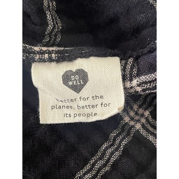 Madewell Lightspun Evert Top in Windowpane Plaid Size Small Black Double Gauze - Picture 10 of 11